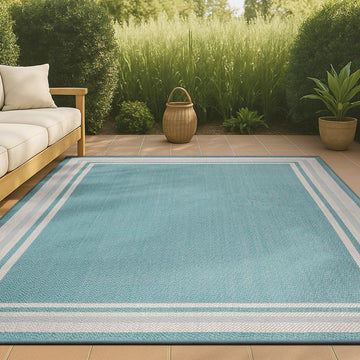 James Modern Border Stripe Indoor/outdoor Area Rug